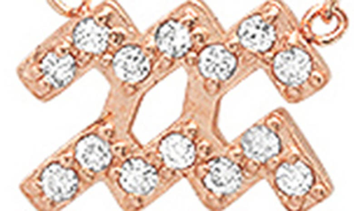 Shop Bychari Diamond Zodiac Pendant Necklace In 14k Rose Gold - Aquarius