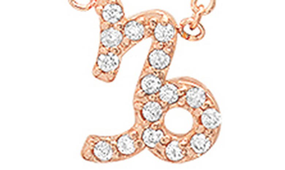 Shop Bychari Diamond Zodiac Pendant Necklace In 14k Rose Gold - Capricorn