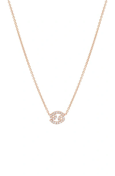 Shop Bychari Diamond Zodiac Pendant Necklace In 14k Rose Gold - Cancer