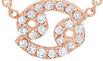 Shop Bychari Diamond Zodiac Pendant Necklace In 14k Rose Gold - Cancer