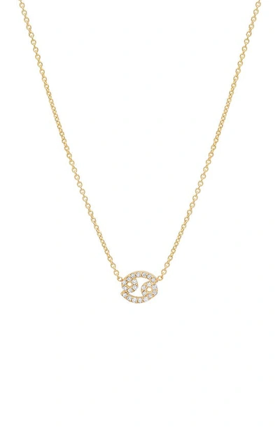 Shop Bychari Diamond Zodiac Pendant Necklace In 14k Yellow Gold - Cancer