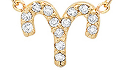 Shop Bychari Diamond Zodiac Pendant Necklace In 14k Yellow Gold - Aries
