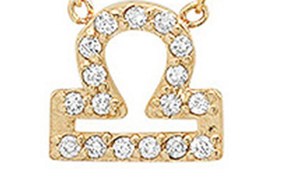 Shop Bychari Diamond Zodiac Pendant Necklace In 14k Yellow Gold - Libra