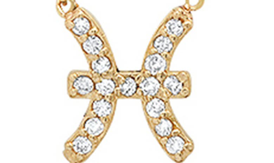 Shop Bychari Diamond Zodiac Pendant Necklace In 14k Yellow Gold - Pisces