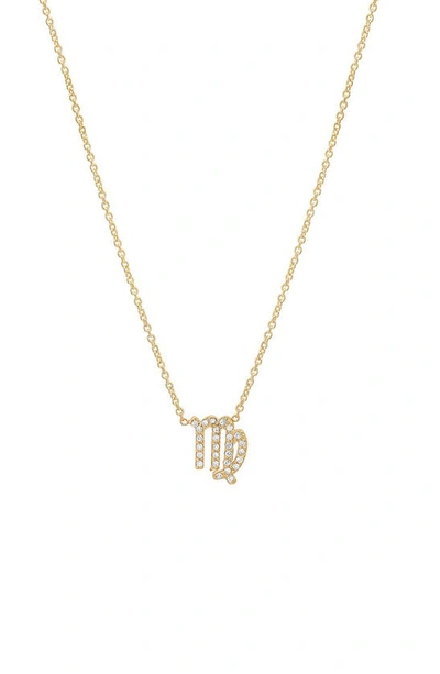 Shop Bychari Diamond Zodiac Pendant Necklace In 14k Yellow Gold - Virgo