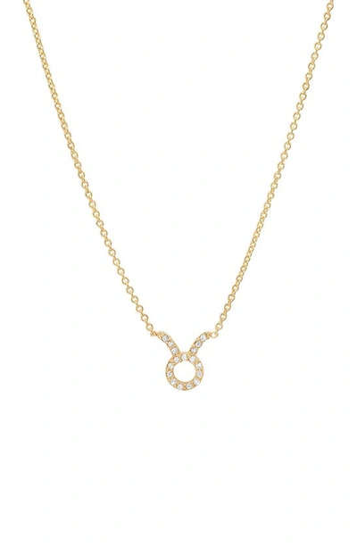 Shop Bychari Diamond Zodiac Pendant Necklace In 14k Yellow Gold - Taurus
