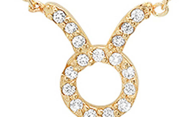 Shop Bychari Diamond Zodiac Pendant Necklace In 14k Yellow Gold - Taurus