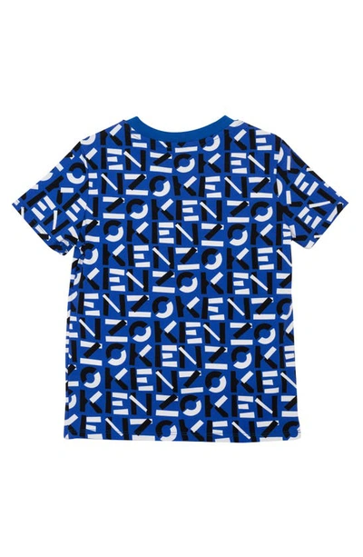 Shop Kenzo Kids' Monogram Print T-shirt In Blue