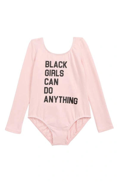 Shop Typical Black Tees Kids' Girls Can Do Anything Graphic Bodysuit In Rose