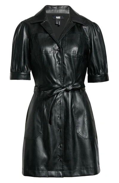 Shop Paige Mayslie Faux Leather Dress In Black