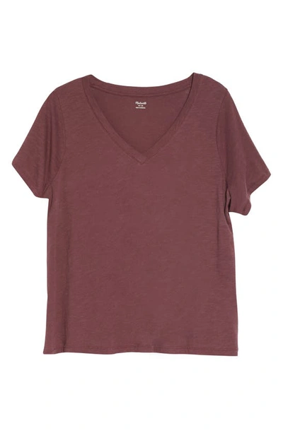 Shop Madewell Whisper Cotton V-neck T-shirt In Dark Fig