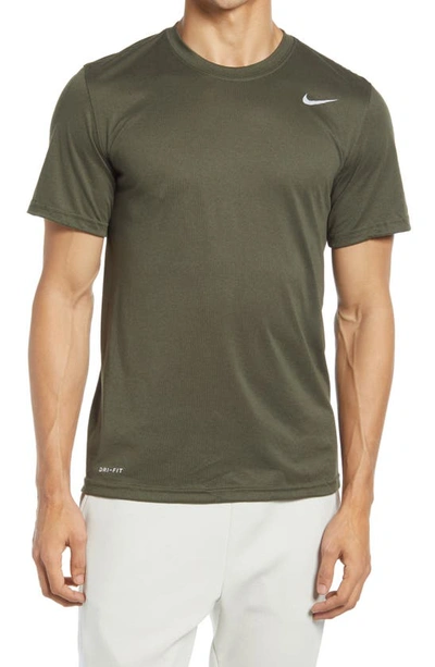 Shop Nike Legend 2.0 Dri-fit Graphic T-shirt In Cargo Khaki/ Matte Silver
