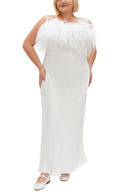 Shop Sleeper Boheme Feather Nightgown In White