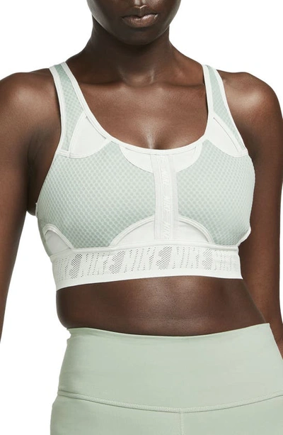 Shop Nike Dri-fit Swoosh Ultrabreathe Sports Bra In Jade Smoke/ Grey Haze