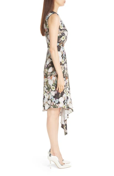 Shop Adam Lippes Floral Print Silk Drape Dress In Black Floral