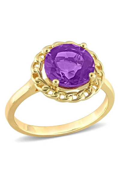 Shop Delmar 10k Gold Vermeil African Amethyst Chain Halo Ring In Purple
