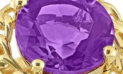 Shop Delmar 10k Gold Vermeil African Amethyst Chain Halo Ring In Purple