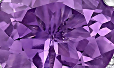 Shop Delmar Sterling Silver Diamond Halo Amethyst Heart Pendant Necklace In Purple