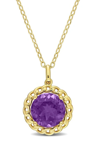 Shop Delmar 10k Gold Vermeil African Amethyst Chain Pendant Necklace In Purple