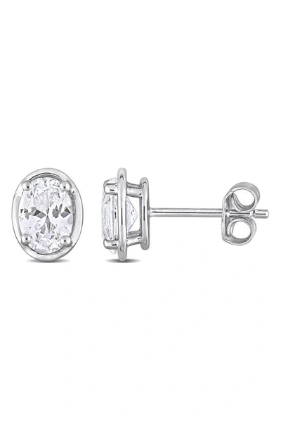 Shop Delmar Sterling Silver Lab Created White Sapphire Stud Earrings