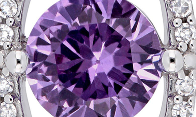 Shop Delmar 10k White Gold Lab Created Alexandrite & Diamond Pendant Necklace In Purple