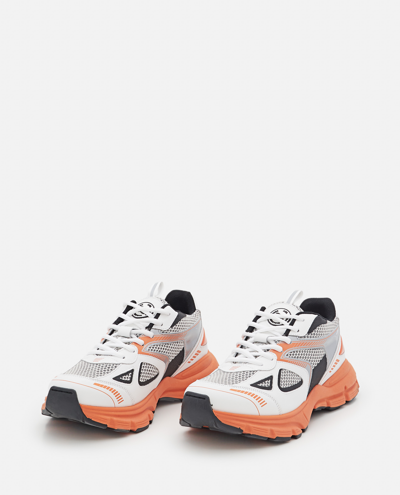Shop Axel Arigato "marathon Runner" Leather Mesh Sneakers In White