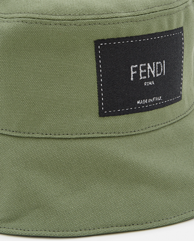 Shop Fendi Cotton Bucket Hat In Green