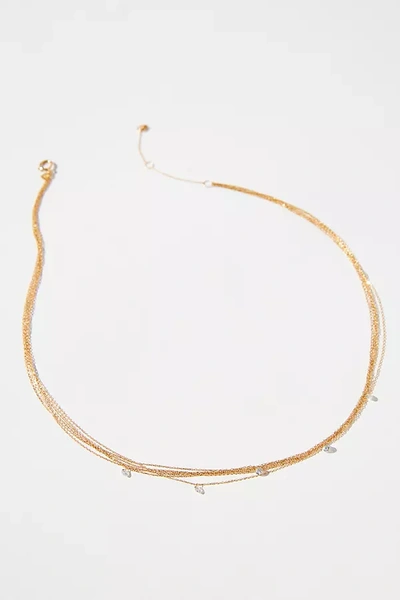 Shop Anthropologie Gold-plated Diamond & Layered Chain Necklace