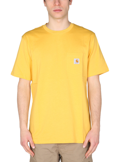 Shop Carhartt T-shirt With Logo Patch In Yellow