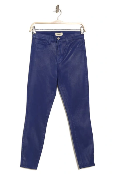 Shop Lagence Margot Coated Crop Skinny Jeans In Ocean Coated