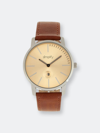 Shop Simplify The 4700 Leather-band Watch W/date In Grey