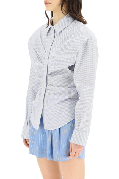 Shop Alexander Wang Draped Hourglass Shirt In Blue Multi (white)