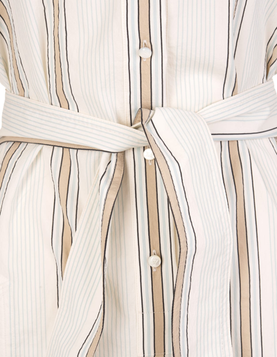 Shop Max Mara Striped White Deserto Dress In Bianco