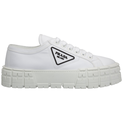 Shop Prada Double Wheel Sneakers In Bianco