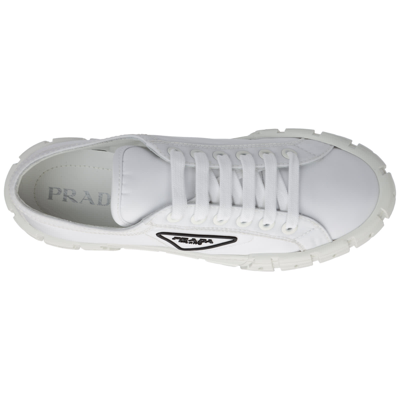 Shop Prada Double Wheel Sneakers In Bianco