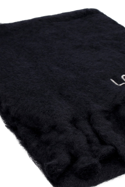 Shop Loewe Wool Scarf With Fringes In Black