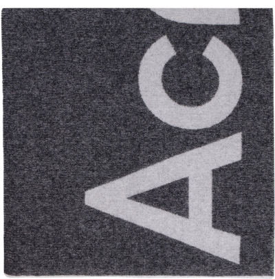 Shop Acne Studios Logo Wool Scarf In Grey
