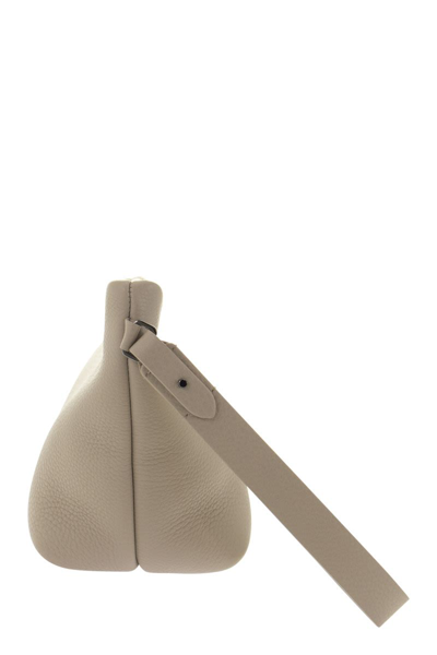 Shop Brunello Cucinelli Soft Clutch Bag In Texture Calfskin With 'precious Opening' In White