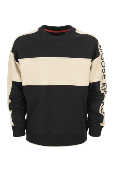 Shop Moose Knuckles Crewneck Cotton Sweatshirt In Black