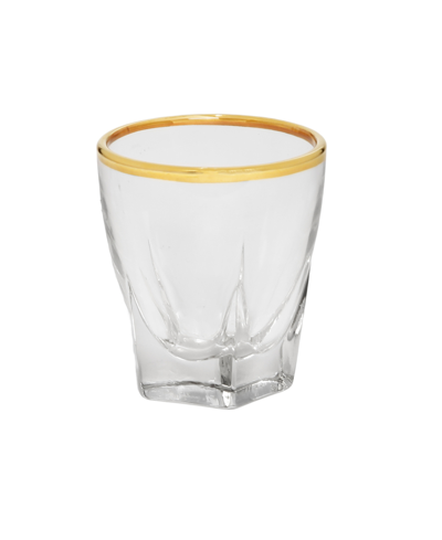 Classic Touch 3 oz Liquor Glasses With Colored Rim, Set Of 6 In Clear
