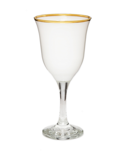 Shop Classic Touch 12 oz Water Glasses With Stem And Colored Rim, Set Of 6 In White