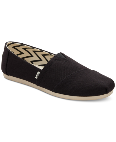 Shop Toms Women's Alpargata Recycled Slip-on Flats In Black Recylcled Canvas