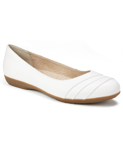 Shop Cliffs By White Mountain Women's Clara Ballet Flats Women's Shoes In White Burnished Smooth - Polyurethane