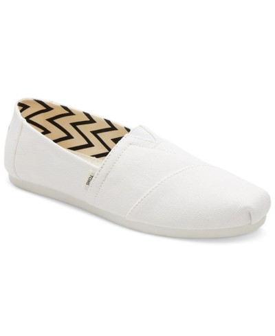 Shop Toms Women's Alpargata Recycled Slip-on Flats In White Recycled Canvas