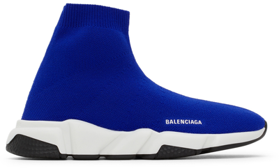 Shop Balenciaga Kids Blue Speed Sneakers In 4791 Dark B