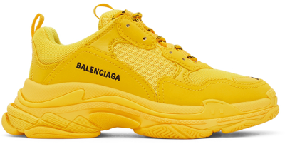 Shop Balenciaga Kids Yellow Triple S Sneakers In 7010 Yellow