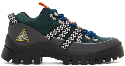 Shop Lanvin Green Suede Hiking Boots In 4414 Dark Green/dark