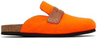 Shop Jw Anderson Orange Felt Loafers In 15024-820-bright Ora