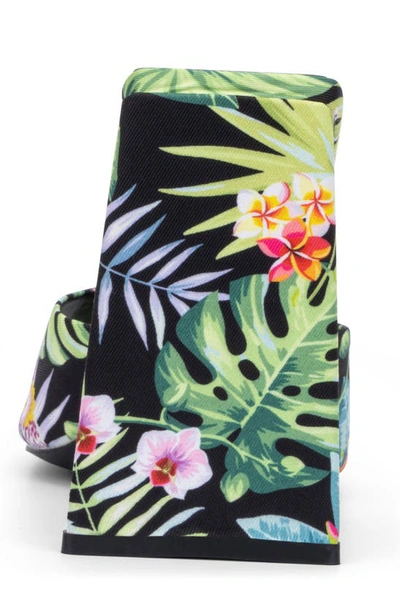 Torgeis Paradise Tropical Print Block Heel Sandal In Black
