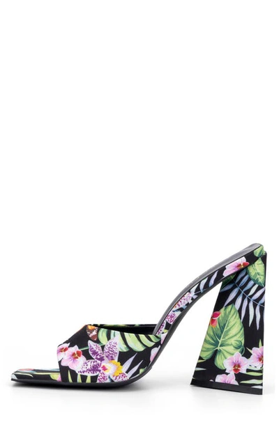 Torgeis Paradise Tropical Print Block Heel Sandal In Black